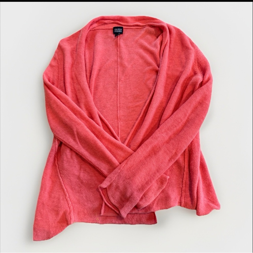 Eileen Fisher Pink Open Front Cardigan